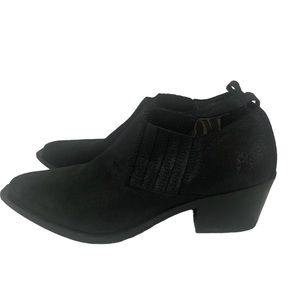 BOOTIES - Women's Fly London Ivon Black Suede Booties. EU Size 40/USA Size 8.5.